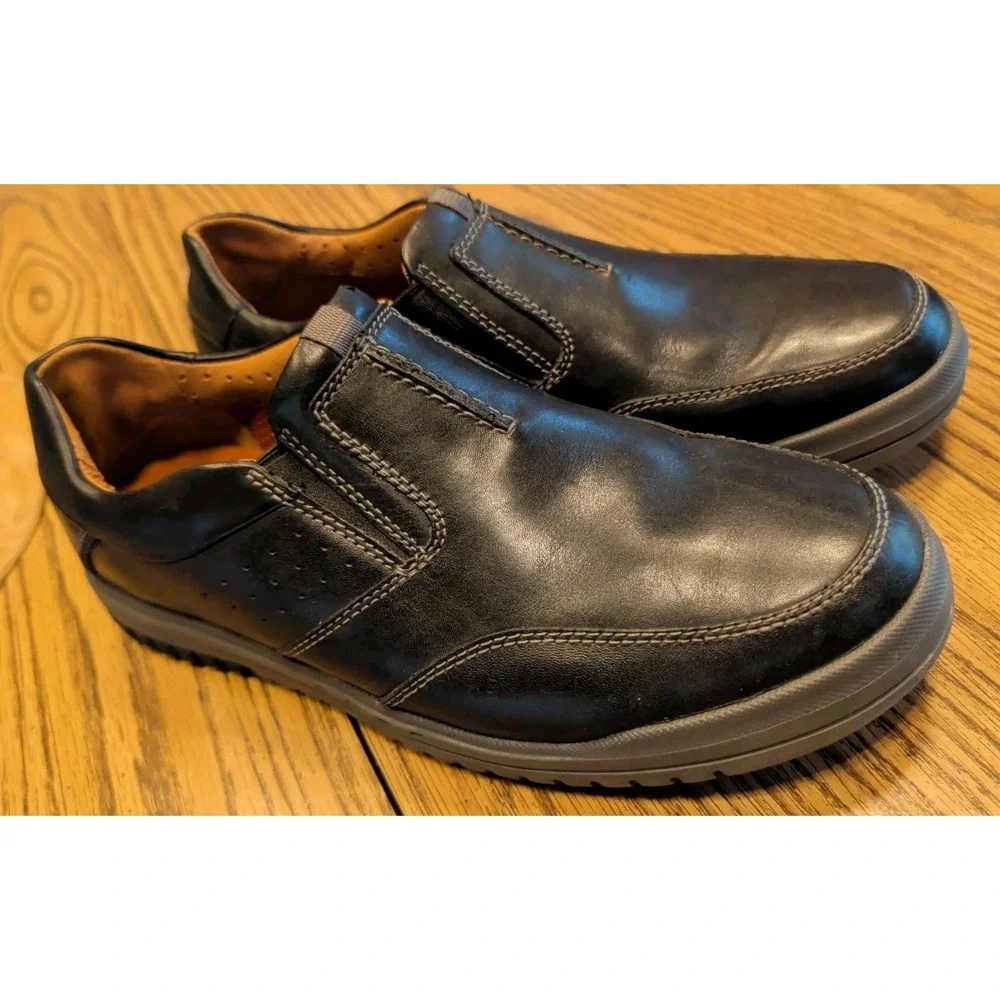 Clarks‎ Unstructured Shoes Oxford Sneakers Mens 10 W (Wide) Black Leather Casual